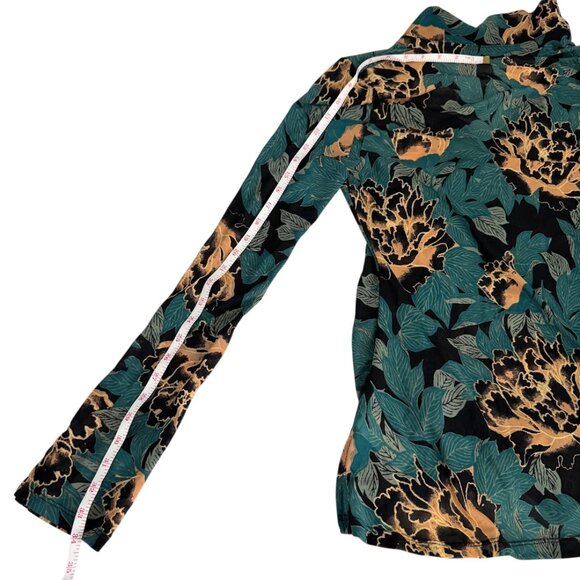 Free People Lucky Shirtee Black Bloom Green Floral Mesh Top Size S - Picture 9 of 13